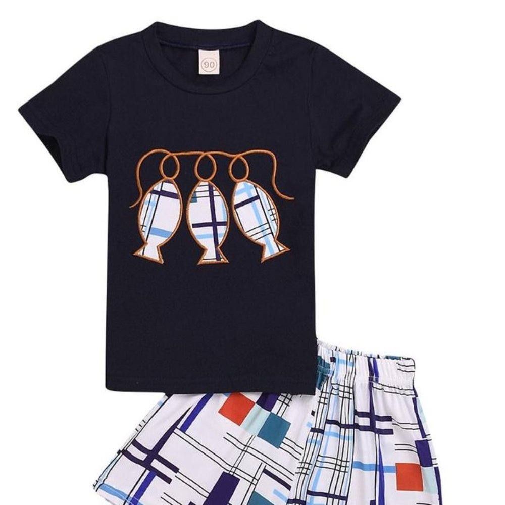 BOYS BLACK T-SHIRT SHORTS SET